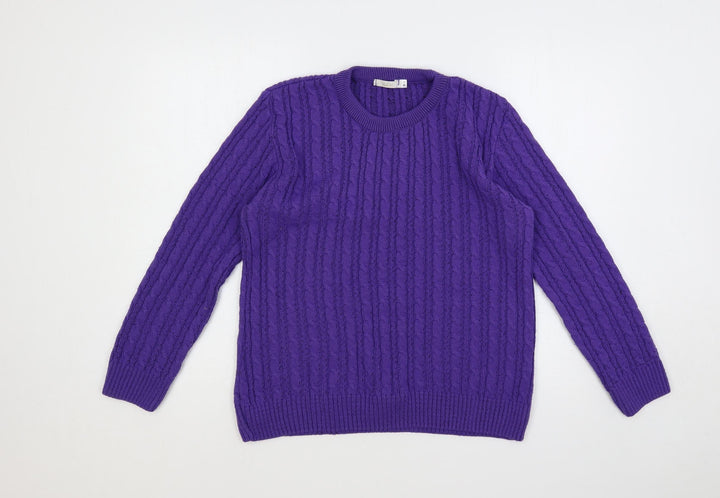 Vida Vi Womens Purple Crew Neck Acrylic Pullover Jumper Size M - Size M-L