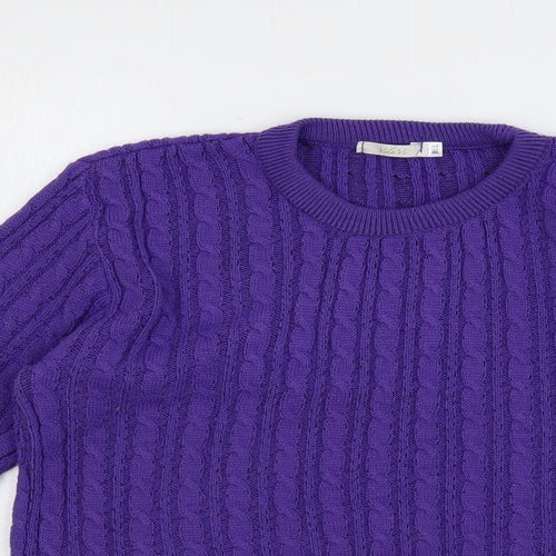 Vida Vi Womens Purple Crew Neck Acrylic Pullover Jumper Size M - Size M-L