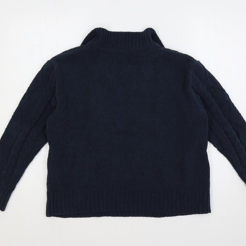Natura Womens Blue Collared Polyester Pullover Jumper Size S