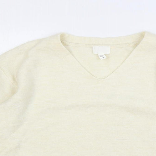 H&M Womens Ivory V-Neck Polyester Pullover Jumper Size XS