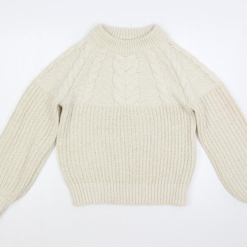 Dorothy Perkins Womens Ivory Crew Neck Acrylic Pullover Jumper Size S