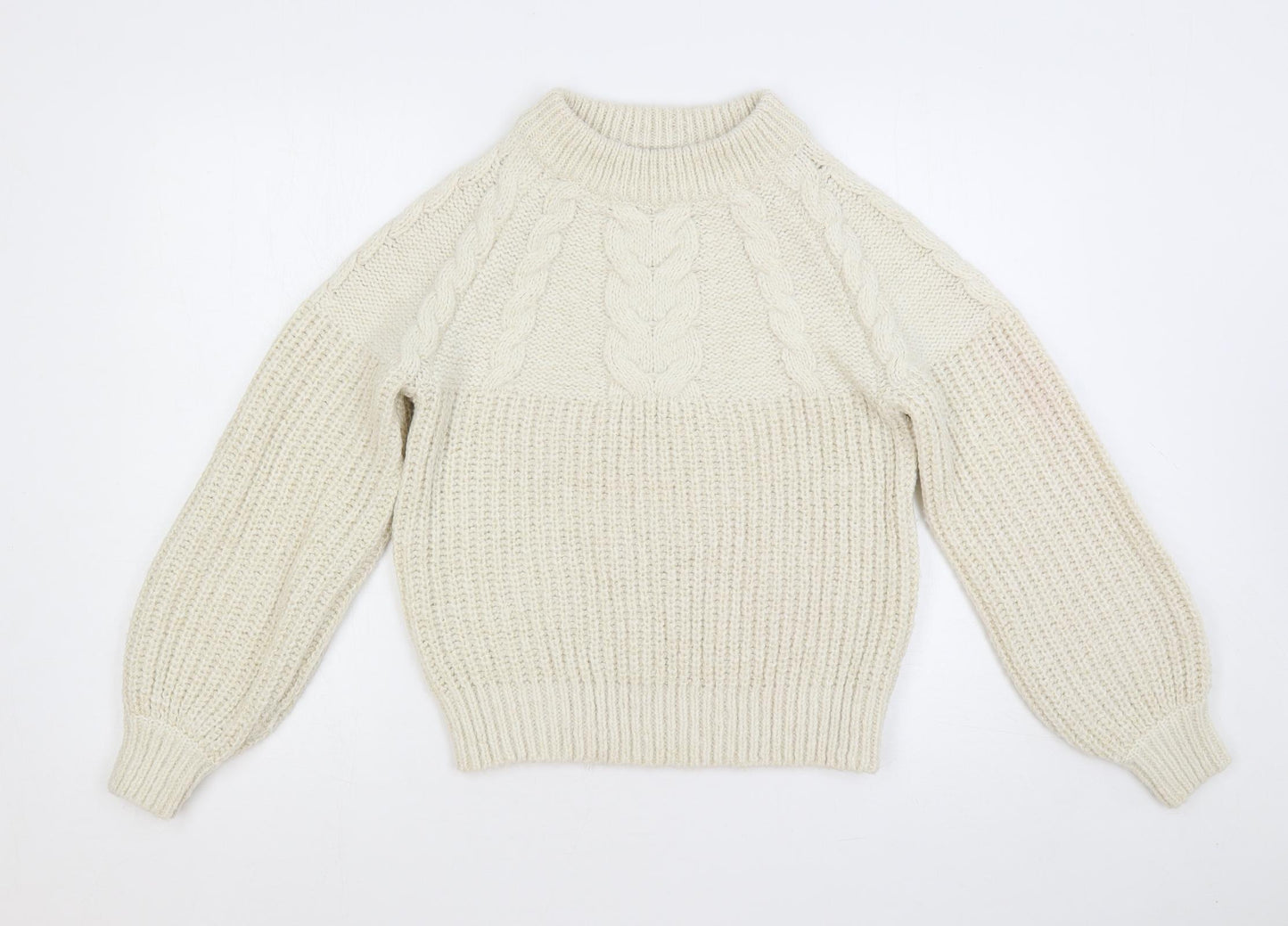 Dorothy Perkins Womens Ivory Crew Neck Acrylic Pullover Jumper Size S
