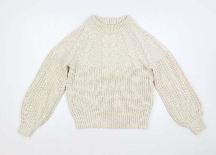 Dorothy Perkins Womens Ivory Crew Neck Acrylic Pullover Jumper Size S