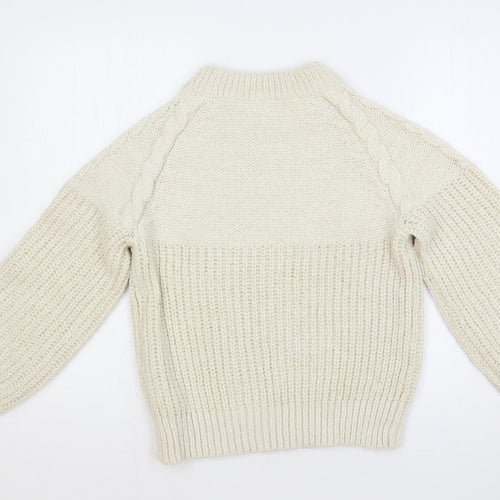 Dorothy Perkins Womens Ivory Crew Neck Acrylic Pullover Jumper Size S