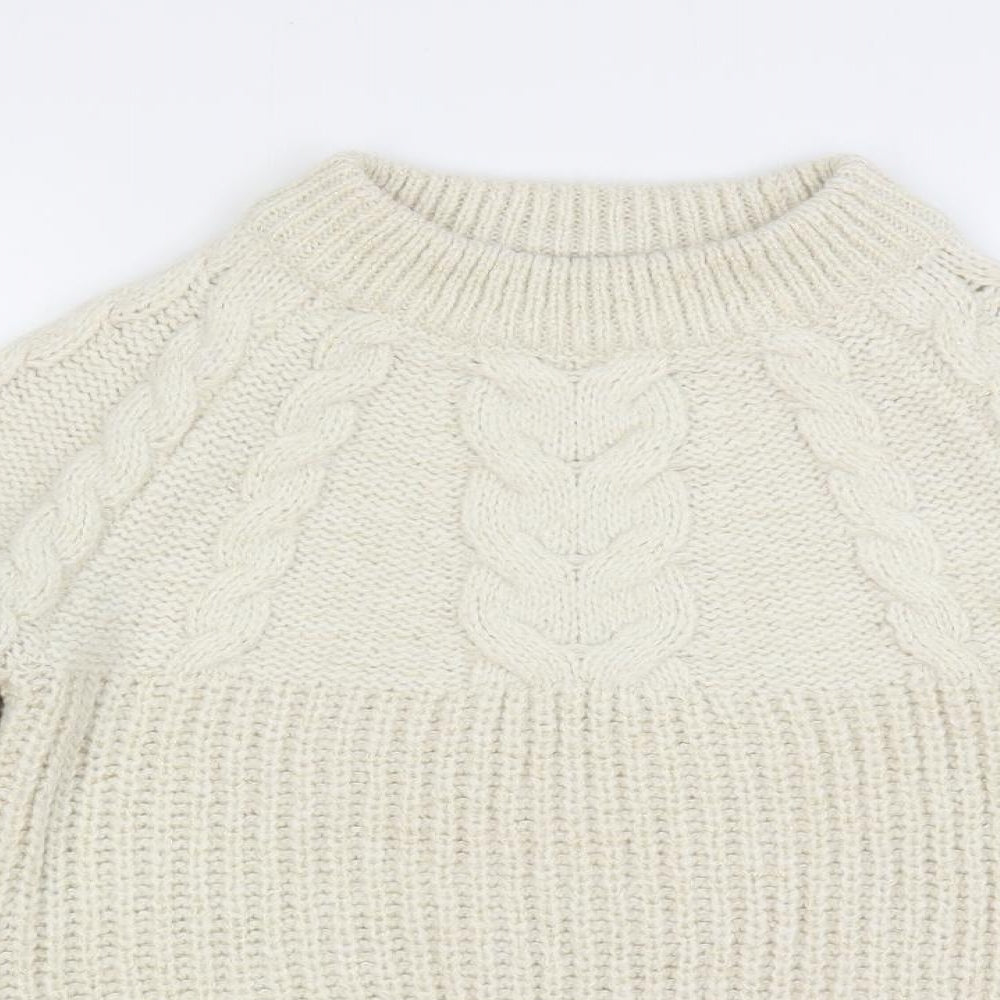 Dorothy Perkins Womens Ivory Crew Neck Acrylic Pullover Jumper Size S