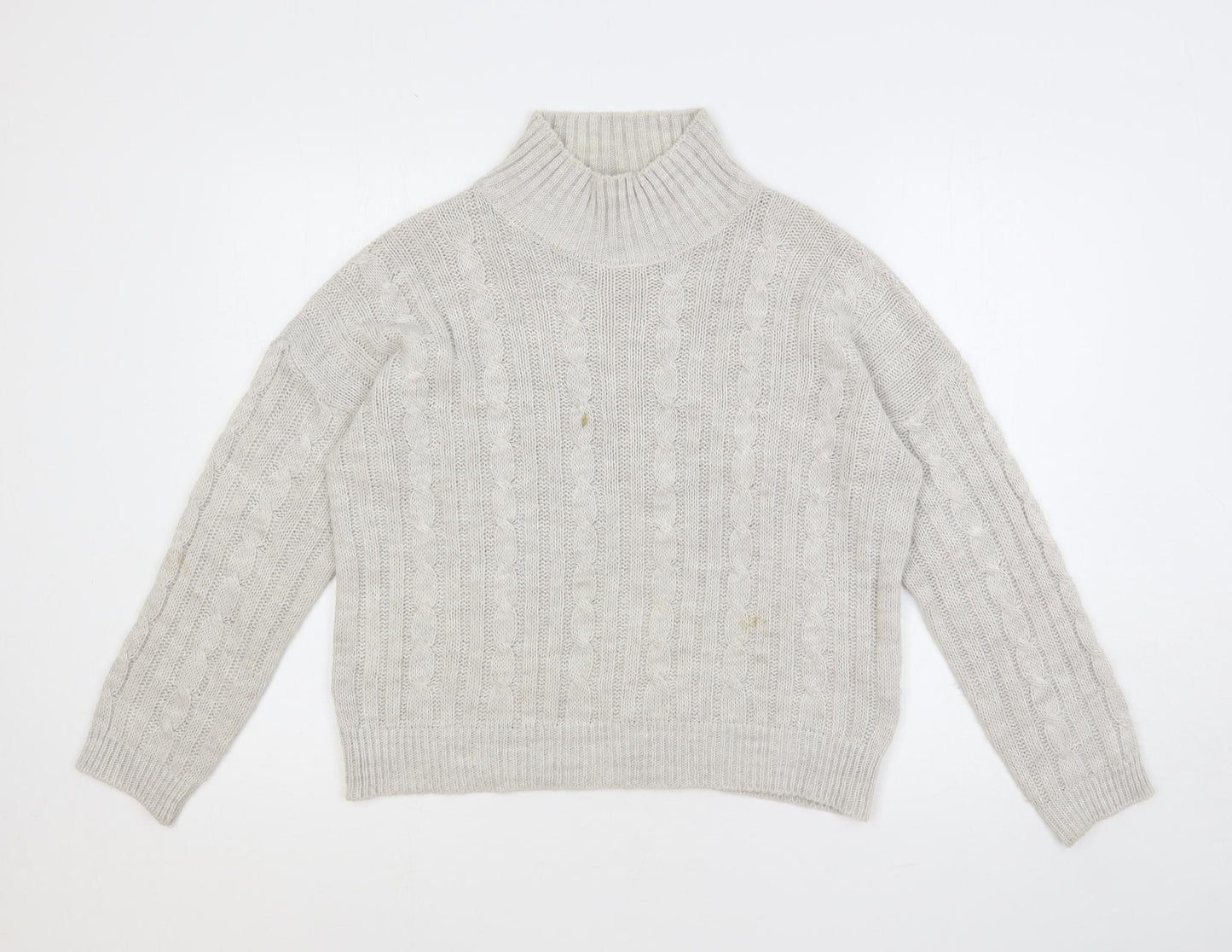 Luluna London Womens Grey Mock Neck Acrylic Pullover Jumper Size M