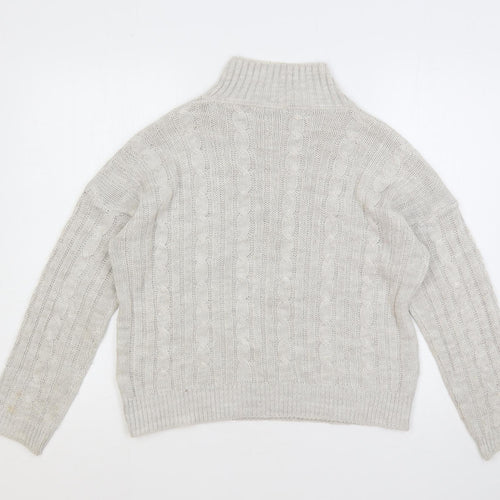 Luluna London Womens Grey Mock Neck Acrylic Pullover Jumper Size M