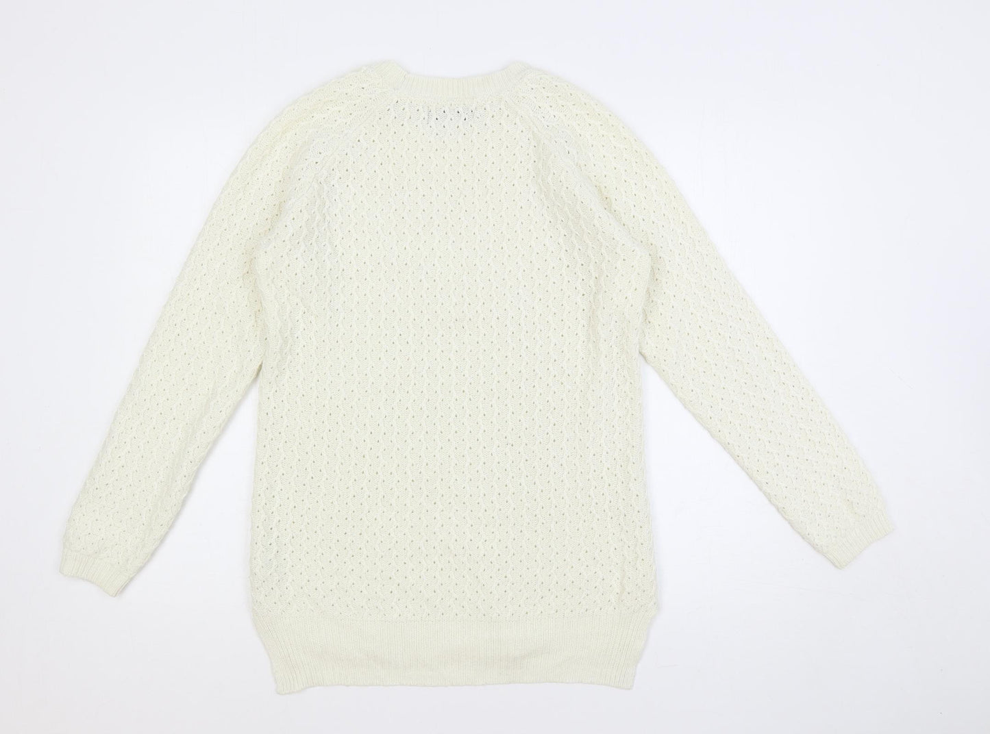 NEXT Womens Ivory Round Neck Acrylic Pullover Jumper Size 10 - Textured