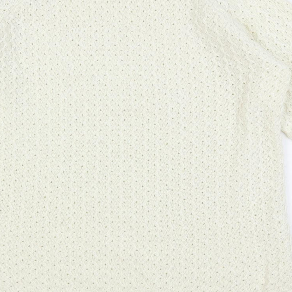 NEXT Womens Ivory Round Neck Acrylic Pullover Jumper Size 10 - Textured