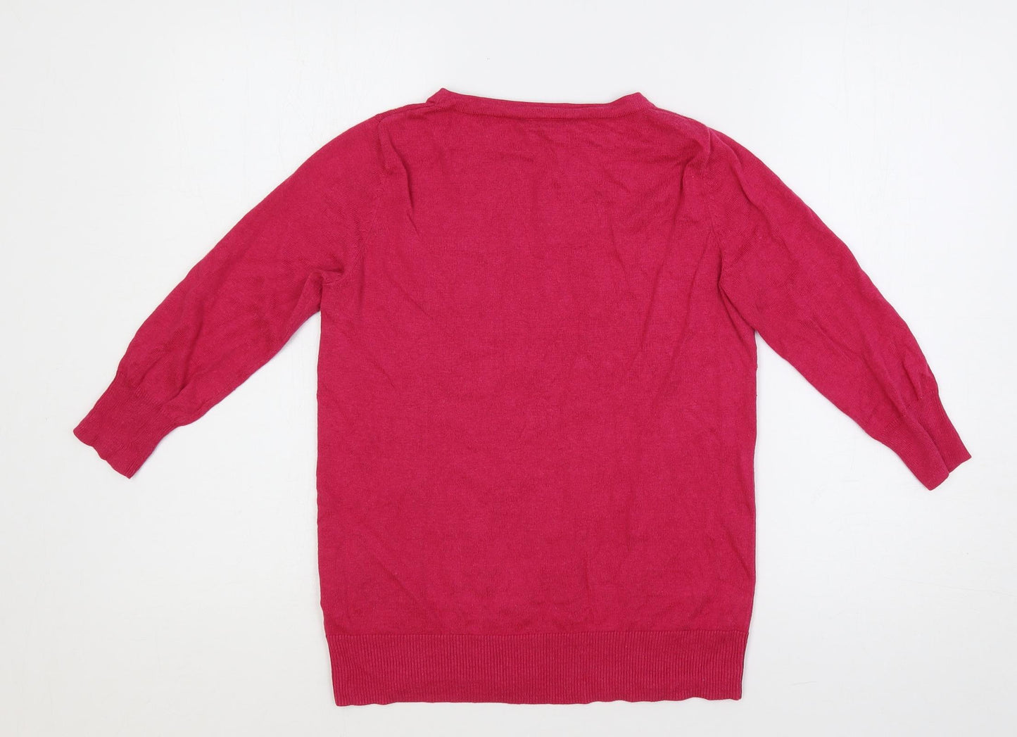 Oasis Womens Pink Round Neck Geometric Cotton Pullover Jumper Size XS - Hearts