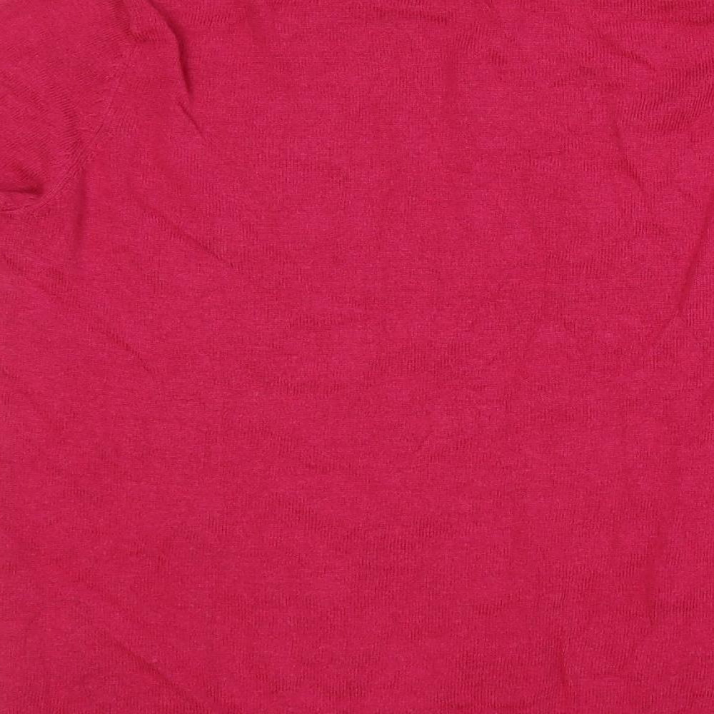 Oasis Womens Pink Round Neck Geometric Cotton Pullover Jumper Size XS - Hearts
