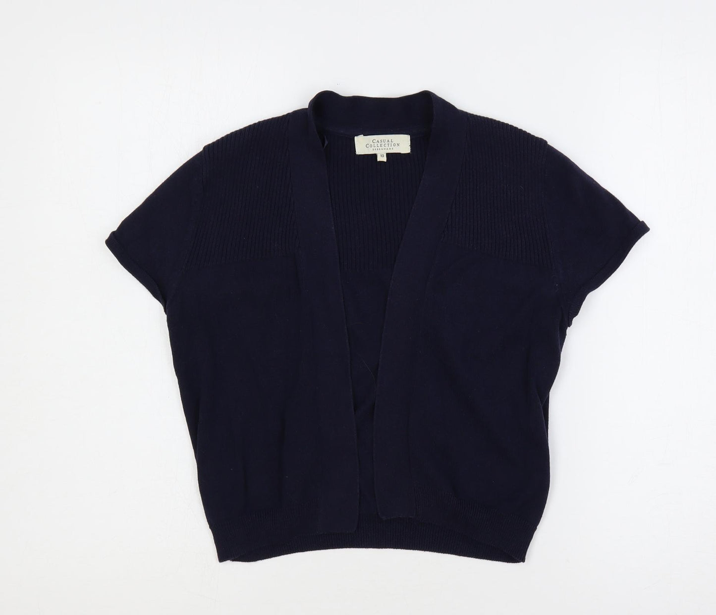 Casual Collection Womens Blue V-Neck Cotton Shrug Jumper Size 10 - Open
