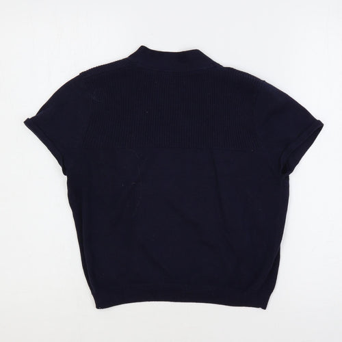 Casual Collection Womens Blue V-Neck Cotton Shrug Jumper Size 10 - Open