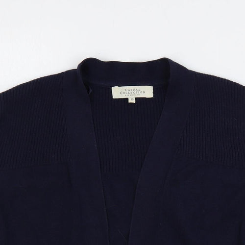 Casual Collection Womens Blue V-Neck Cotton Shrug Jumper Size 10 - Open