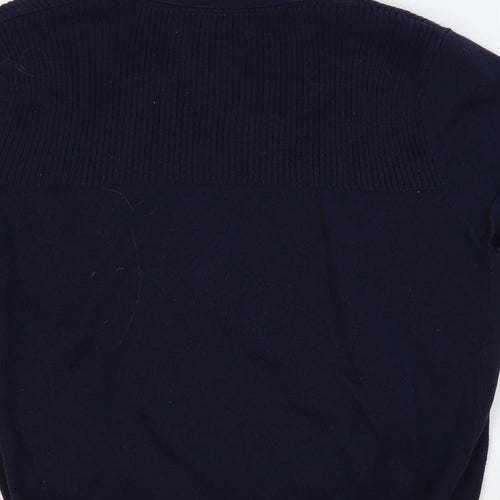 Casual Collection Womens Blue V-Neck Cotton Shrug Jumper Size 10 - Open