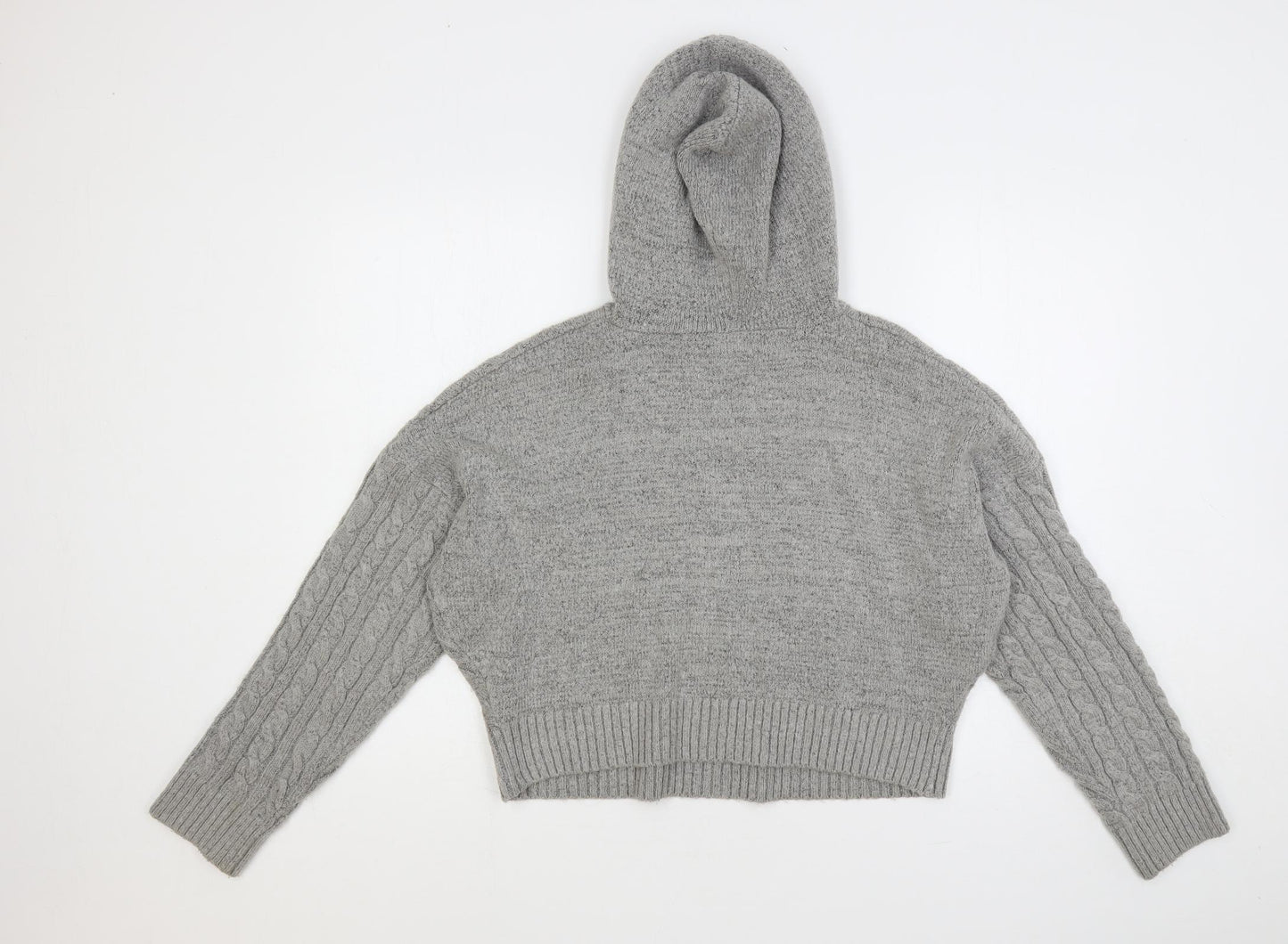 Missguided Womens Grey Round Neck Acrylic Pullover Jumper Size 6 - Hooded