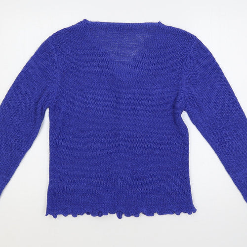 Alexara Womens Blue V-Neck Acrylic Cardigan Jumper Size M
