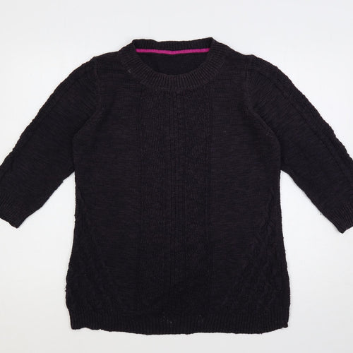 Marks and Spencer Womens Purple Round Neck Acrylic Pullover Jumper Size 14
