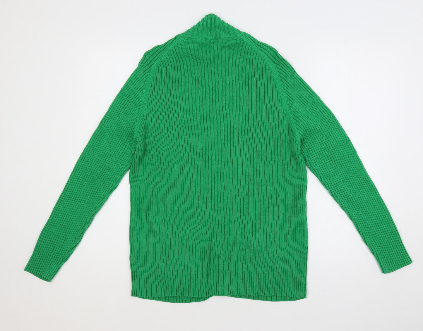 Jumper Womens Green Mock Neck Cotton Full Zip Jumper Size XL