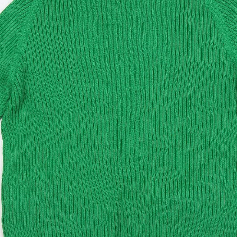 Jumper Womens Green Mock Neck Cotton Full Zip Jumper Size XL