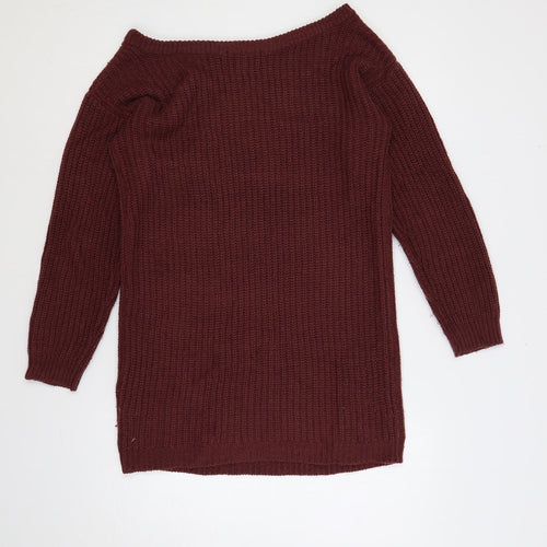 Missguided Womens Purple Boat Neck Acrylic Tunic Jumper Size 6