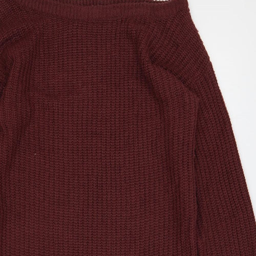 Missguided Womens Purple Boat Neck Acrylic Tunic Jumper Size 6