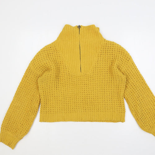 Moral Fibre Womens Yellow High Neck Polyester Pullover Jumper Size M