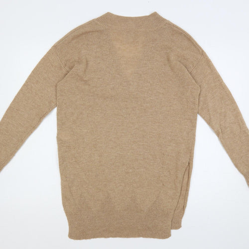 NEXT Womens Beige V-Neck Nylon Tunic Jumper Size S