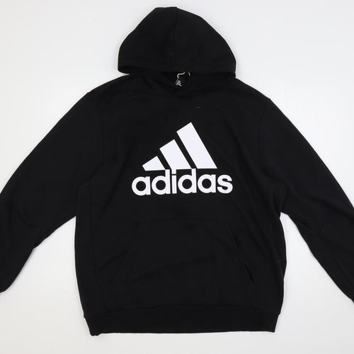 adidas Mens Black Cotton Pullover Hoodie Size XL - Logo