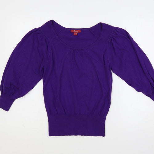 Monsoon Womens Purple Boat Neck Cotton Pullover Jumper Size 10