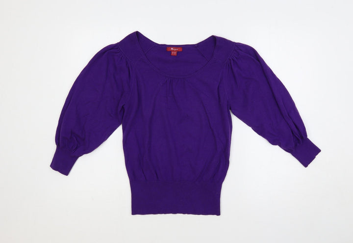 Monsoon Womens Purple Boat Neck Cotton Pullover Jumper Size 10