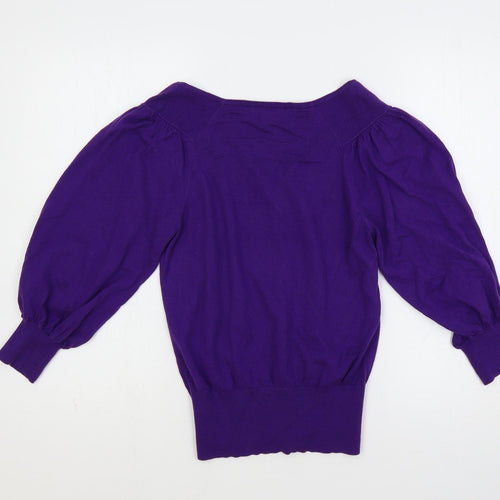 Monsoon Womens Purple Boat Neck Cotton Pullover Jumper Size 10
