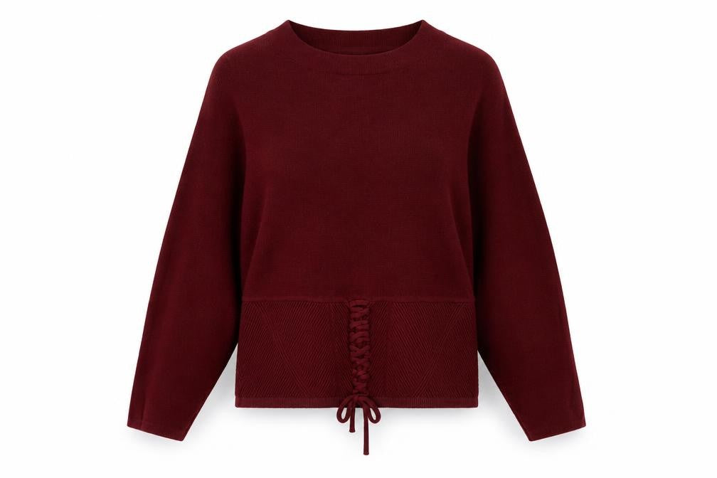 Front view of Marks & Spencer women’s purple crew neck viscose jumper, size UK 8