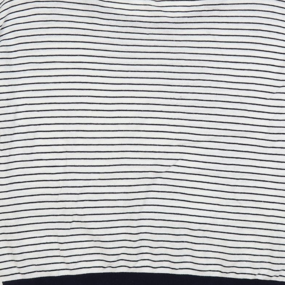 ASOS Womens White Crew Neck Striped Cotton Pullover Jumper Size 10 - Hearts