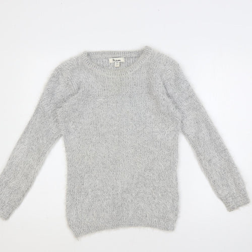 Misumi Womens Grey Crew Neck Acrylic Pullover Jumper Size M