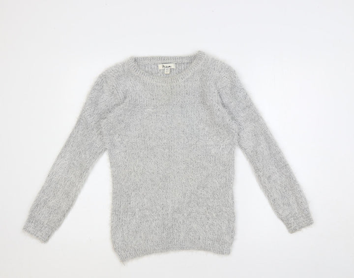 Misumi Womens Grey Crew Neck Acrylic Pullover Jumper Size M