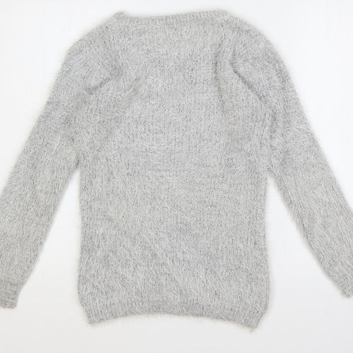Misumi Womens Grey Crew Neck Acrylic Pullover Jumper Size M