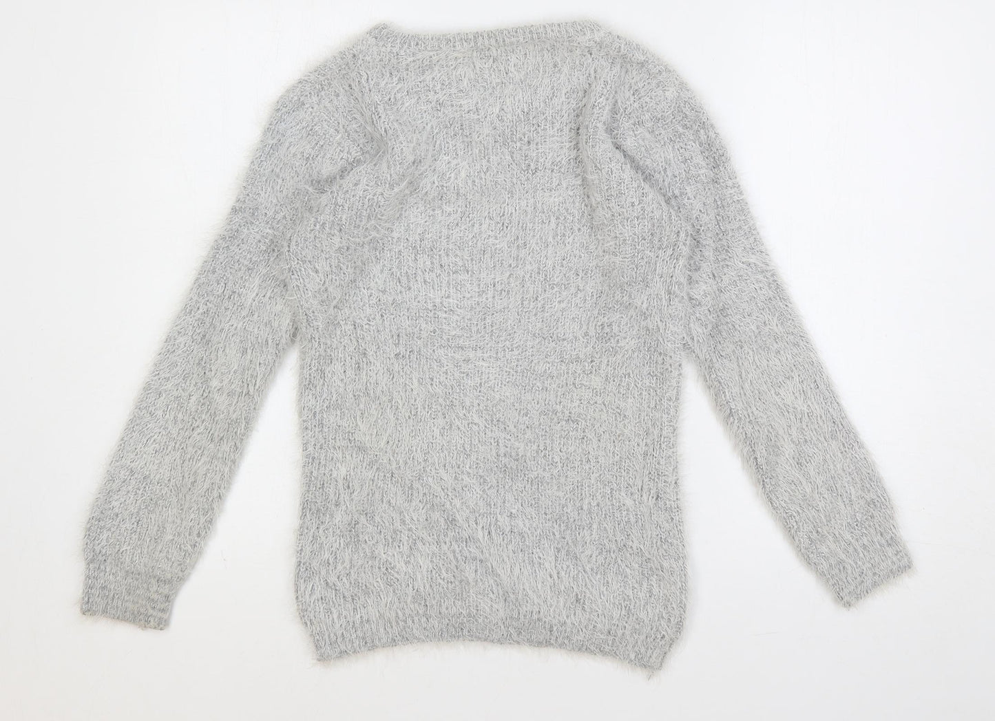 Misumi Womens Grey Crew Neck Acrylic Pullover Jumper Size M
