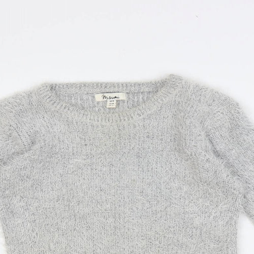 Misumi Womens Grey Crew Neck Acrylic Pullover Jumper Size M