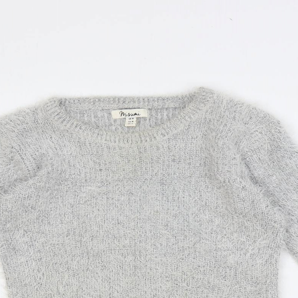Misumi Womens Grey Crew Neck Acrylic Pullover Jumper Size M