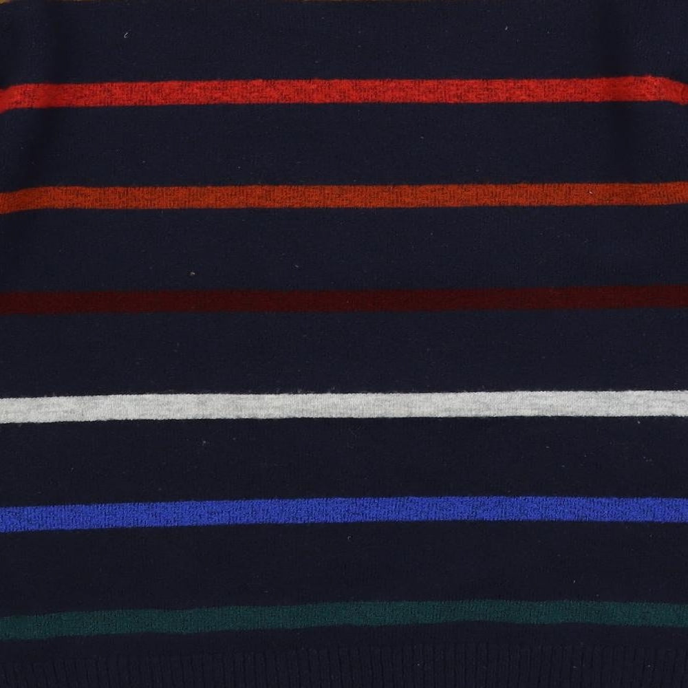 Marks and Spencer Boys Blue Crew Neck Striped Acrylic Pullover Jumper Size 12-13 Years Pullover