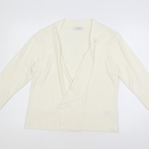 Marks and Spencer Womens Ivory Collared Acrylic Cardigan Jumper Size 14 - Open