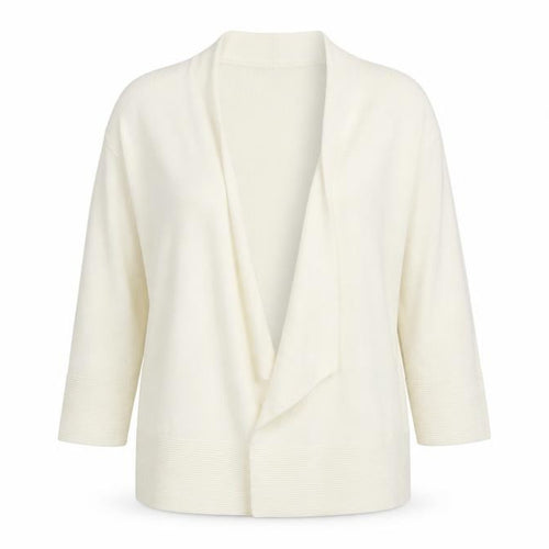 Marks and Spencer Womens Ivory Collared Acrylic Cardigan Jumper Size 14 - Open