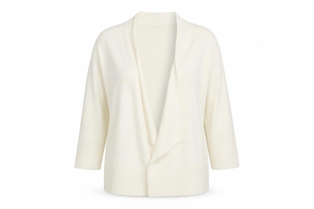 Marks and Spencer Womens Ivory Collared Acrylic Cardigan Jumper Size 14 - Open