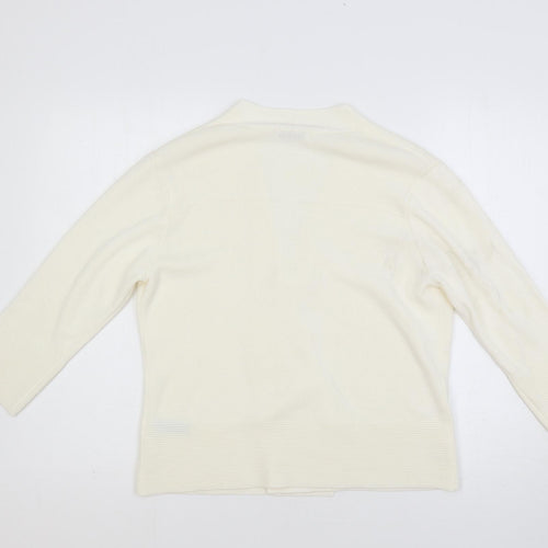 Marks and Spencer Womens Ivory Collared Acrylic Cardigan Jumper Size 14 - Open