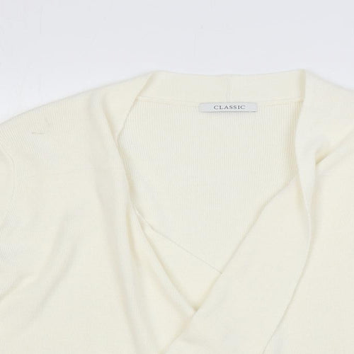 Marks and Spencer Womens Ivory Collared Acrylic Cardigan Jumper Size 14 - Open