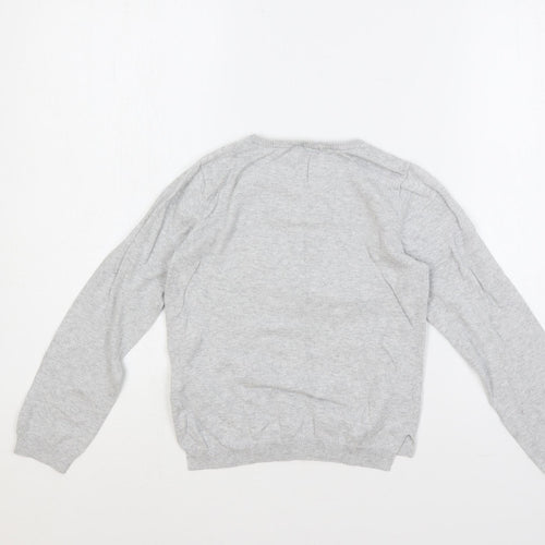 H&M Girls Grey Crew Neck Cotton Pullover Jumper Size 6-7 Years Pullover - Bunny Sequin