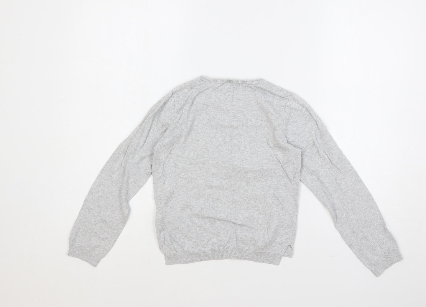 H&M Girls Grey Crew Neck Cotton Pullover Jumper Size 6-7 Years Pullover - Bunny Sequin