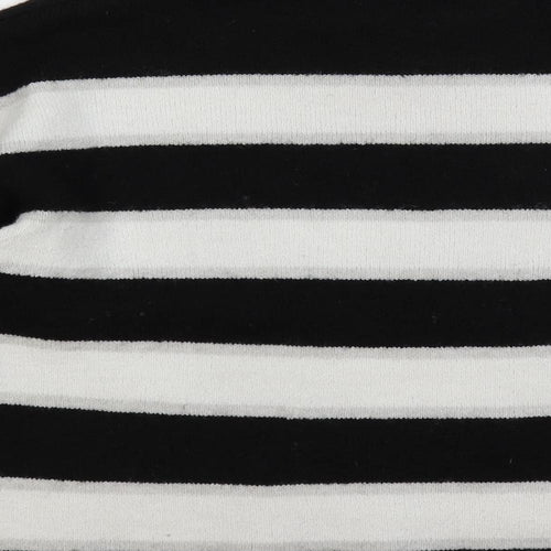 Divided by H&M Womens Black Crew Neck Striped Acrylic Pullover Jumper Size S