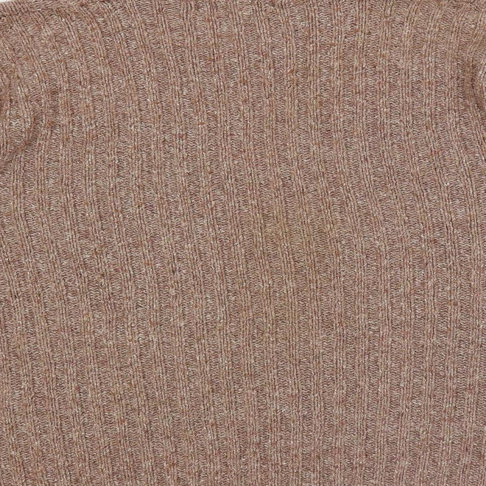 Feathers Mens Brown Crew Neck Silk Pullover Jumper Size L Long Sleeve